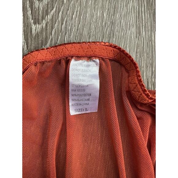 Daisy Fuentes Sheer Floral Embroidered Lingerie Top Orange Sequins Size L Large - Picture 6 of 8